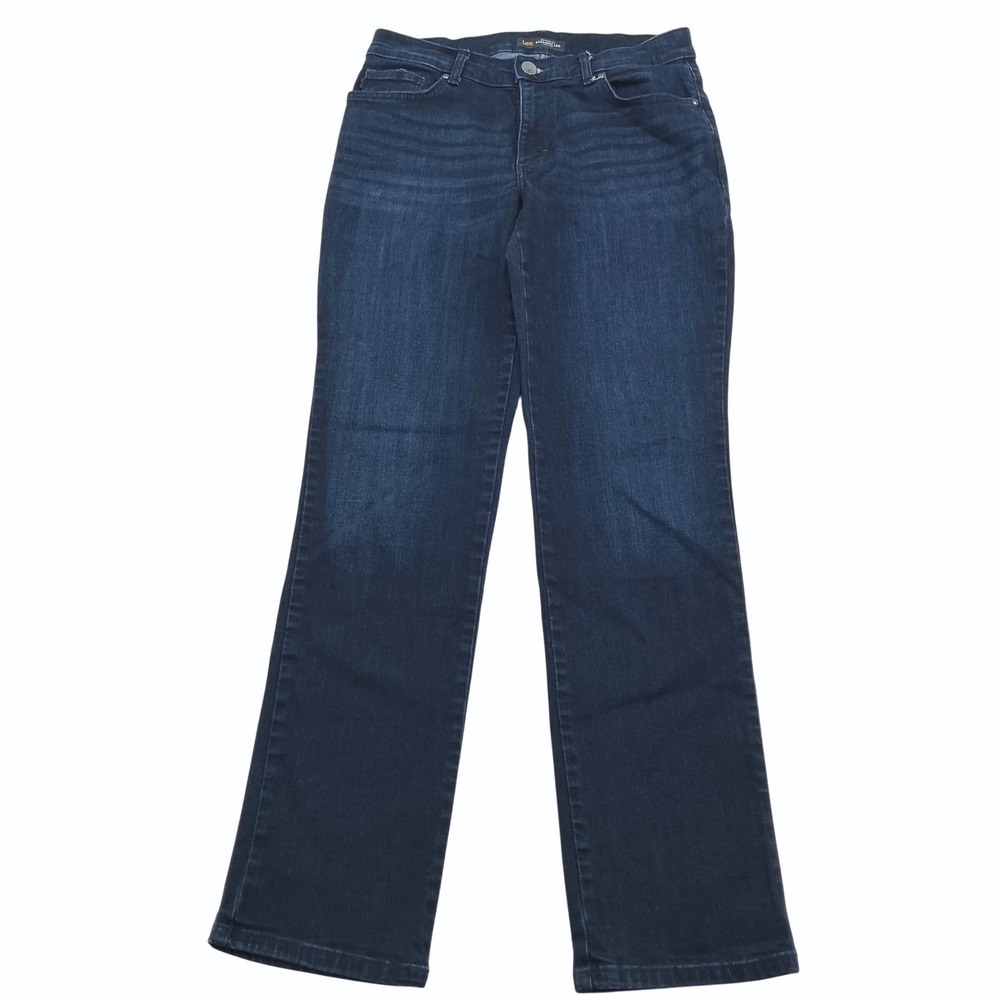 Lee Jeans Straight Leg Womens 10L Dark Blue Relaxed Mid Rise Classic Minimalist